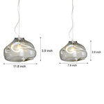 Hand-Blown Textured Glass Pendant Light in Teal or Ash, Modern Nordic Hanging Lamp