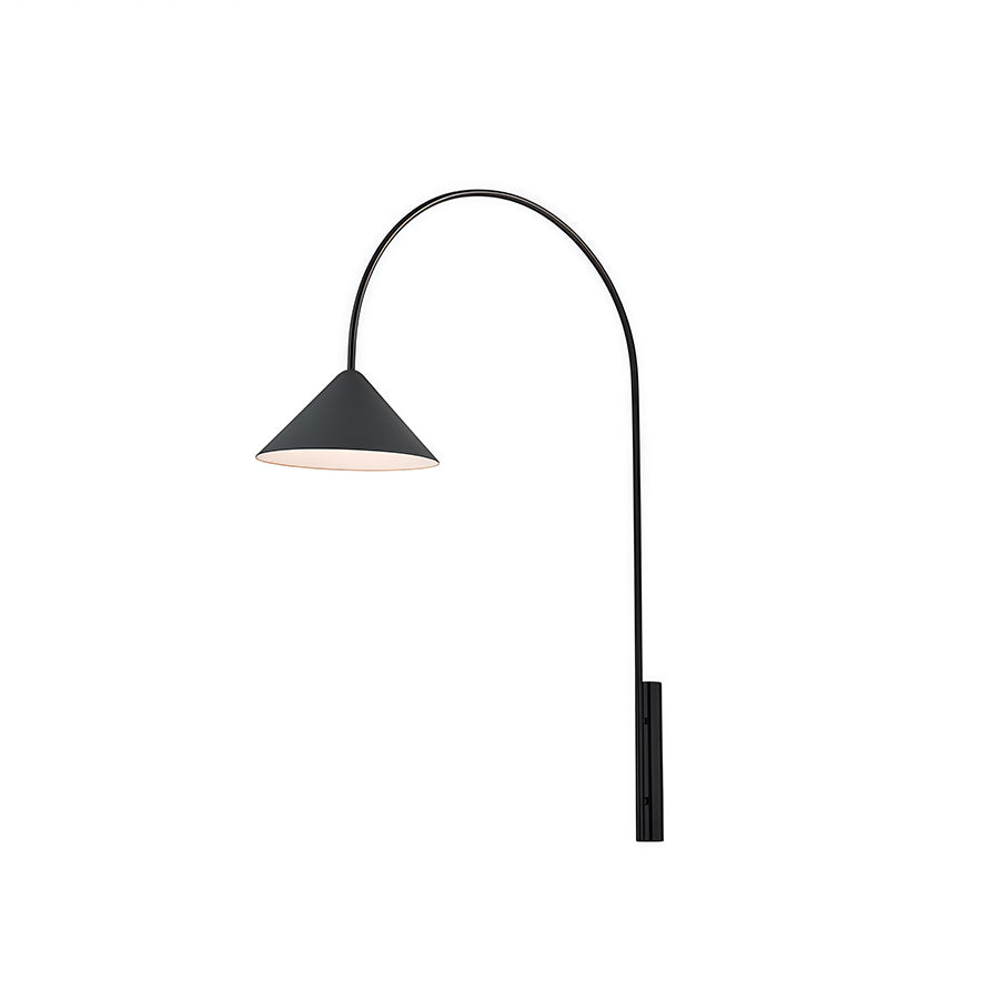 Modern Black Iron Wall Sconce with Glass Shade for Bedroom and Living Room