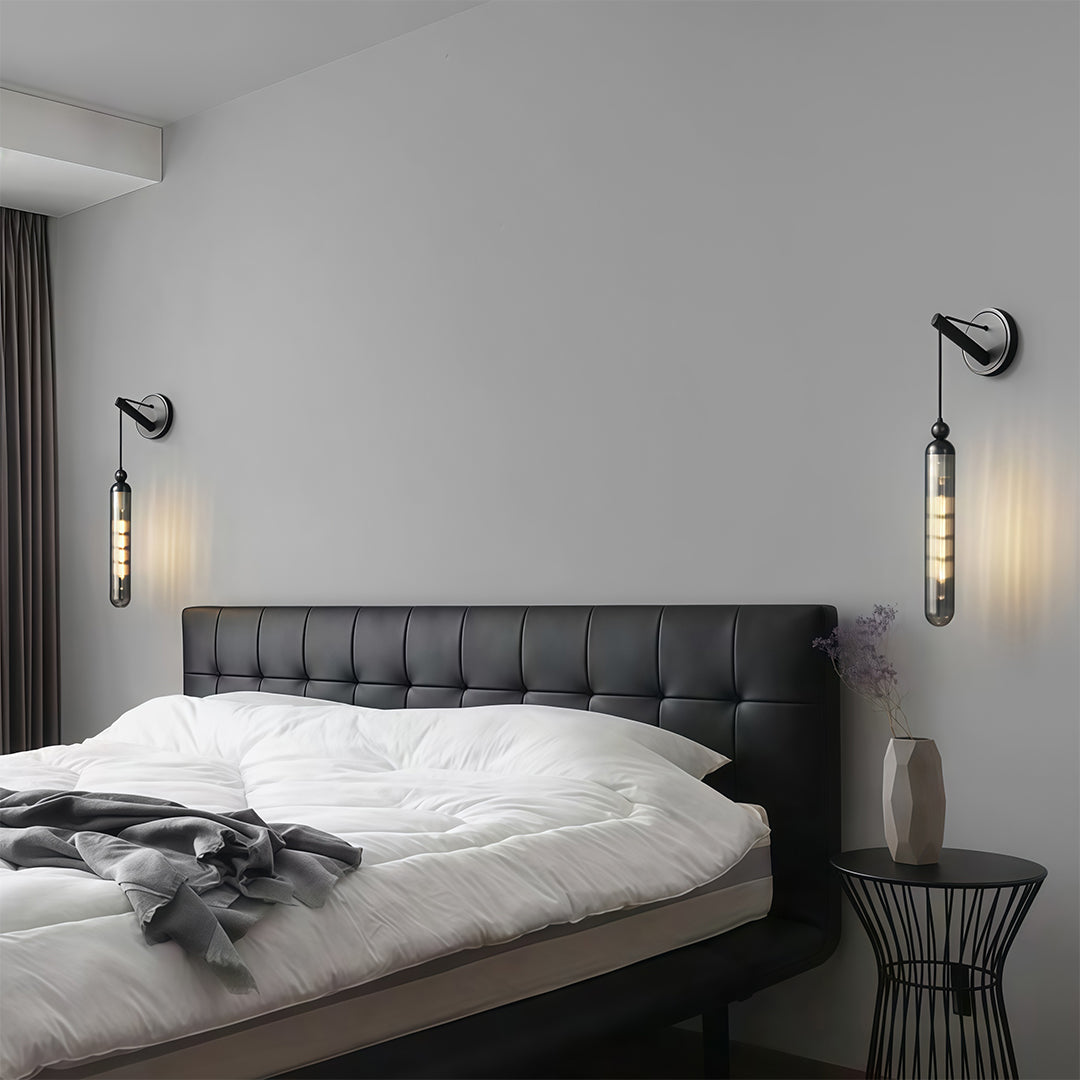 Modern Brass Wall Mount Pendant Light with Glass Shade