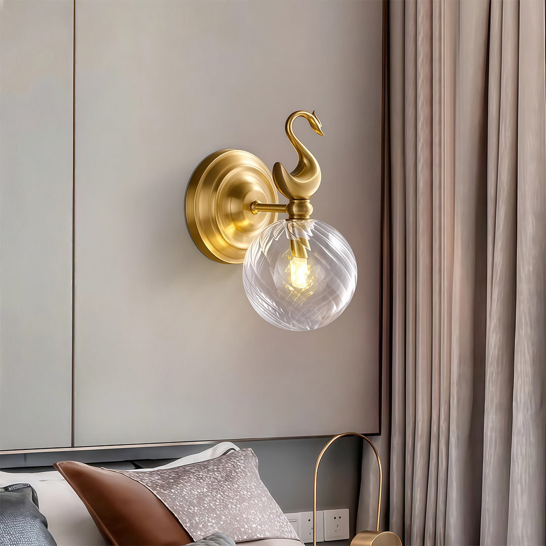 Modern Brass Wall Sconce with Clear Glass Shade for Living Room