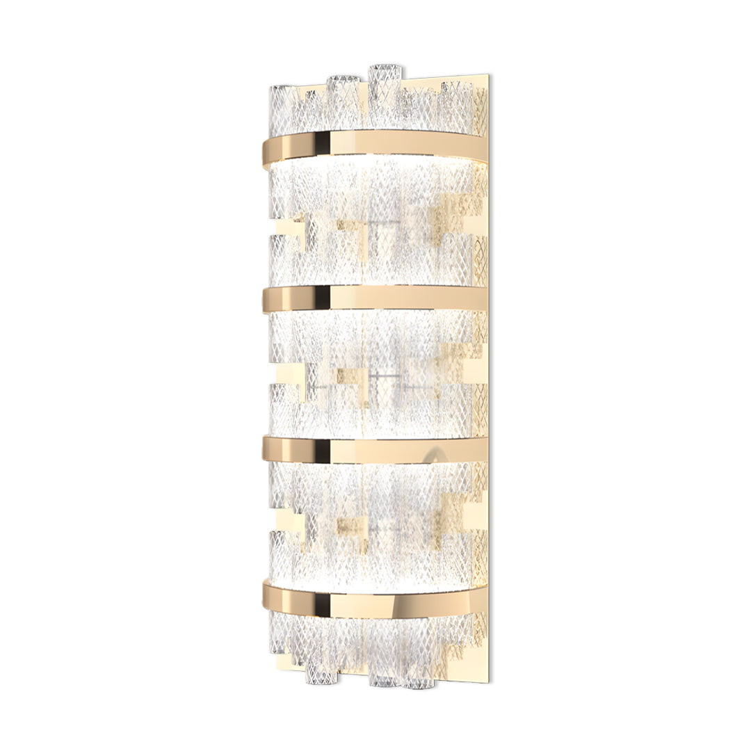 Modern Glass Wall Sconce with Stainless Steel Frame in Gold