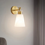 Luxury Brass Wall Sconce with Marble Shade, Minimalist LED Lighting for Modern Interiors