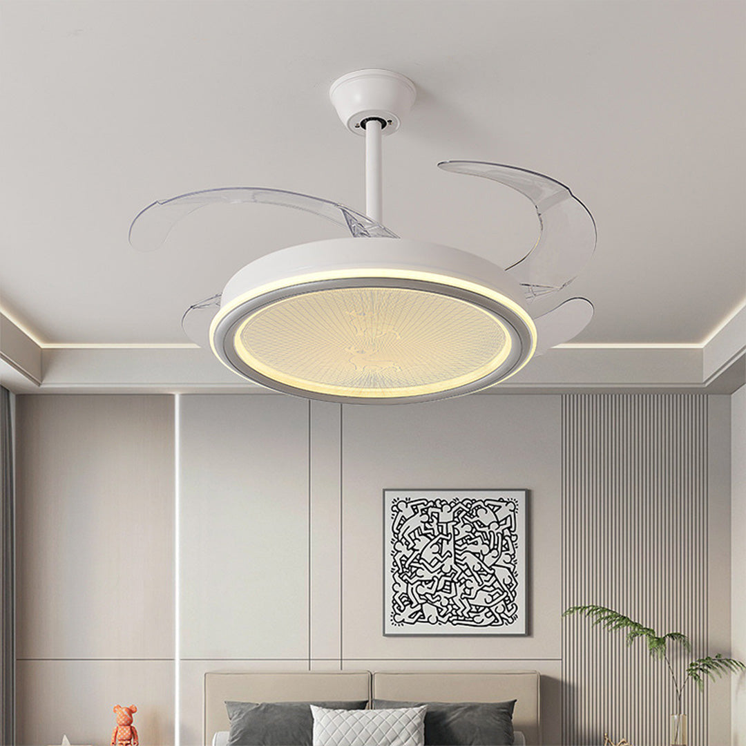Aura Nordic Ceiling Fan with Integrated LED Light, White Minimalist Design