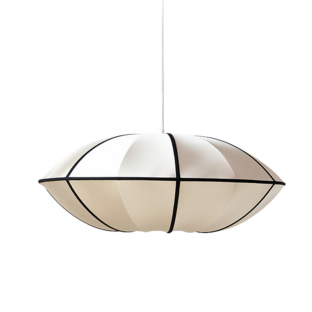 Nordic Vintage Fabric Shade Pendant Light with Metal Accents