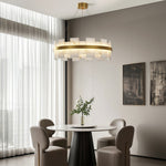 Aurelia Copper Modern Chandelier with Cloud Stone Shade