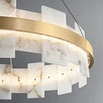 Aurelia Copper Modern Chandelier with Cloud Stone Shade