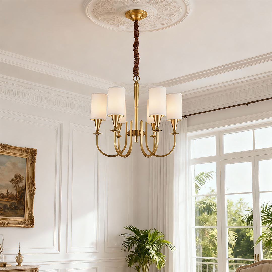 Copper Fabric Shade Chandelier Modern Minimalist Ceiling Light