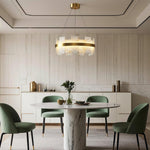 Aurelia Copper Modern Chandelier with Cloud Stone Shade