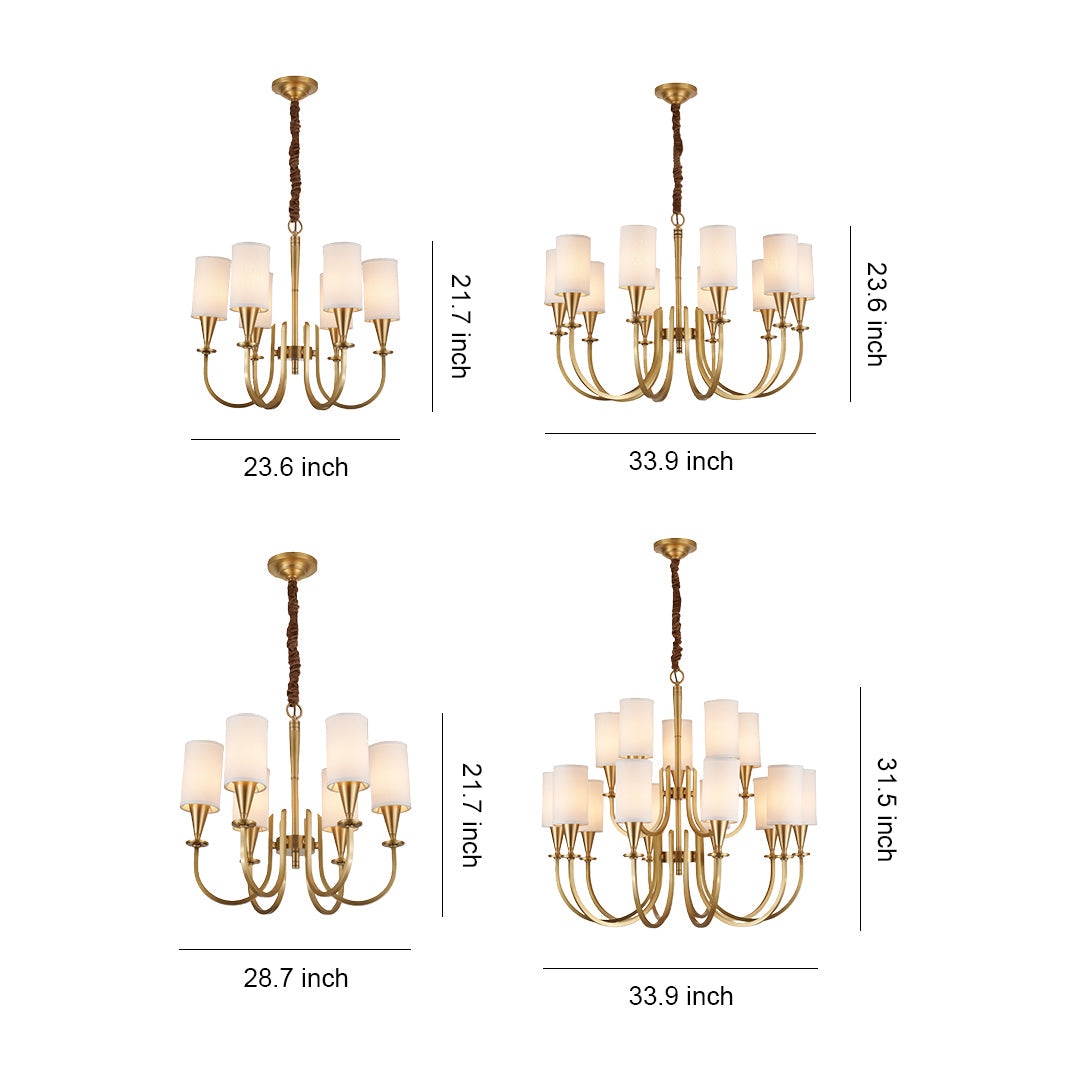 Copper Fabric Shade Chandelier Modern Minimalist Ceiling Light