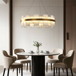 Aurelia Copper Modern Chandelier with Cloud Stone Shade
