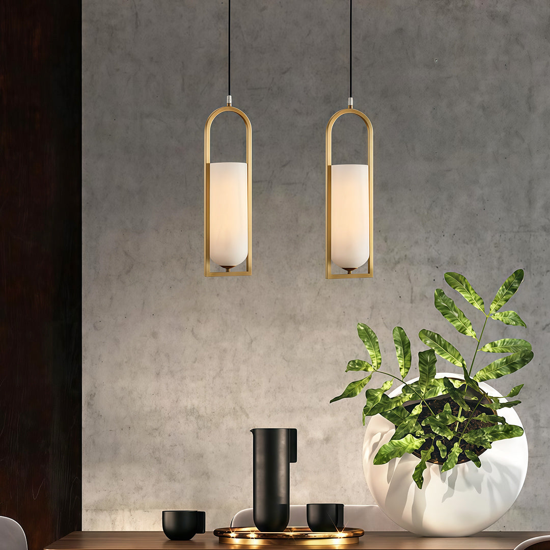 Aurelia Copper Pendant Light with Natural Stone Shade