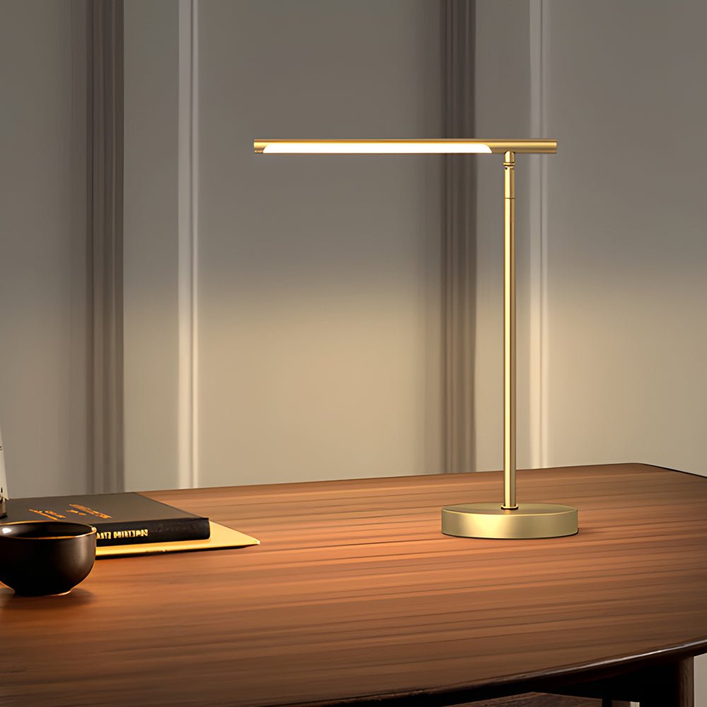 Linear LED Table Lamp in Brushed Copper with Adjustable Head