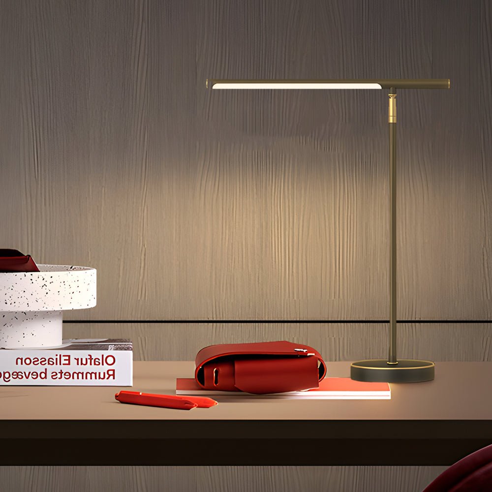 Linear LED Table Lamp in Brushed Copper with Adjustable Head