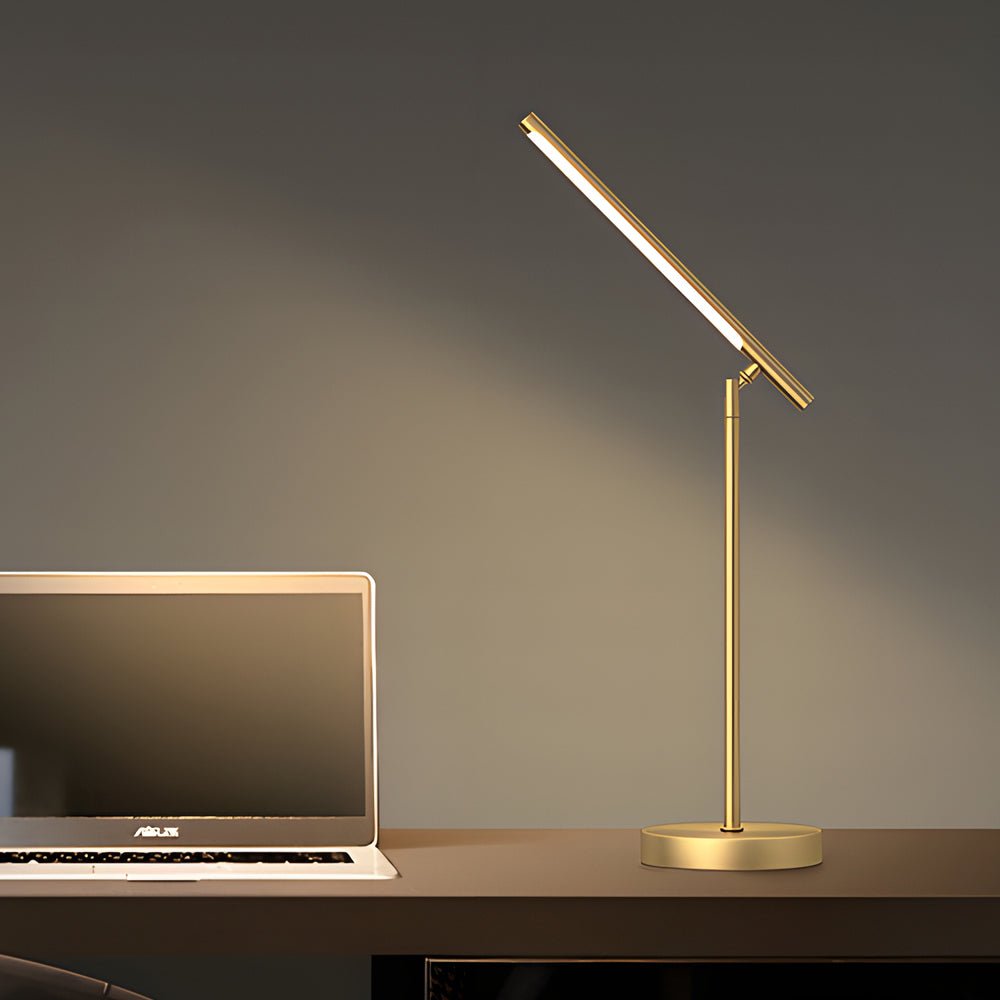 Linear LED Table Lamp in Brushed Copper with Adjustable Head
