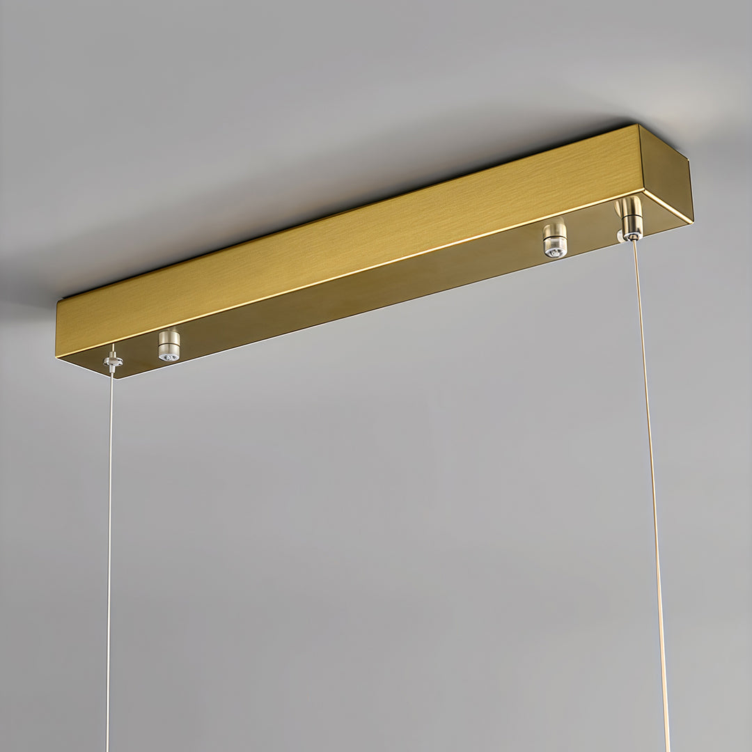 Copper Linear Pendant Light with Cloud Stone Shade