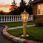 Solid Brass Copper Outdoor Path Light with Clear Glass Shade
