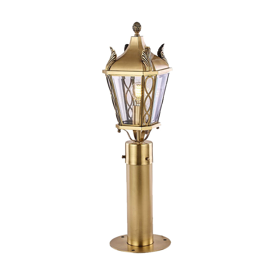 Solid Brass Copper Outdoor Path Light with Clear Glass Shade