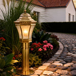 Solid Copper Outdoor Path Light with Clear Glass Shade