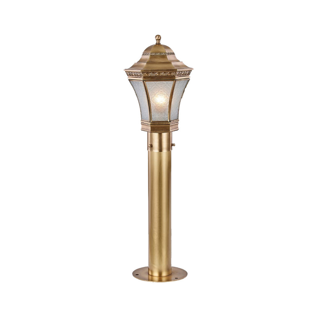 Solid Copper Outdoor Path Light with Clear Glass Shade