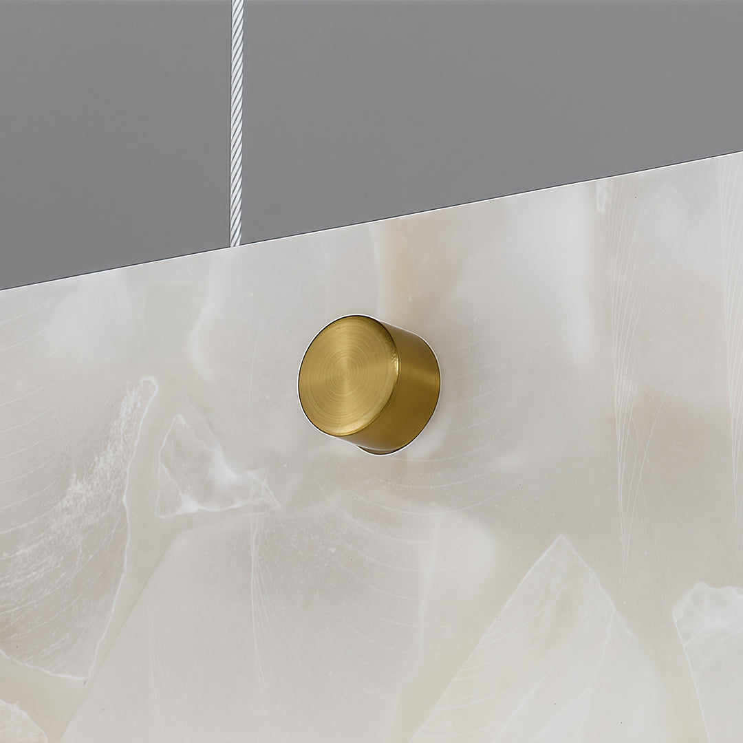 Copper Linear Pendant Light with Cloud Stone Shade