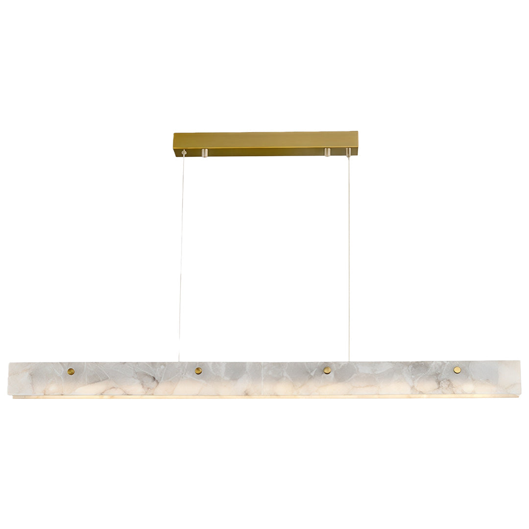 Copper Linear Pendant Light with Cloud Stone Shade