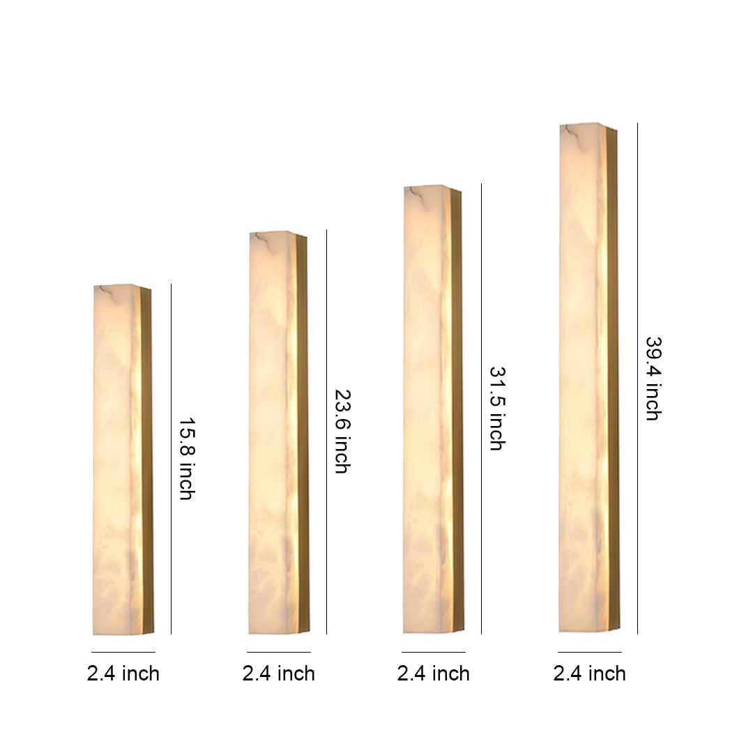 Hammered Copper Linear Wall Sconce with Marble Shade – Modern Minimalist LED Lighting