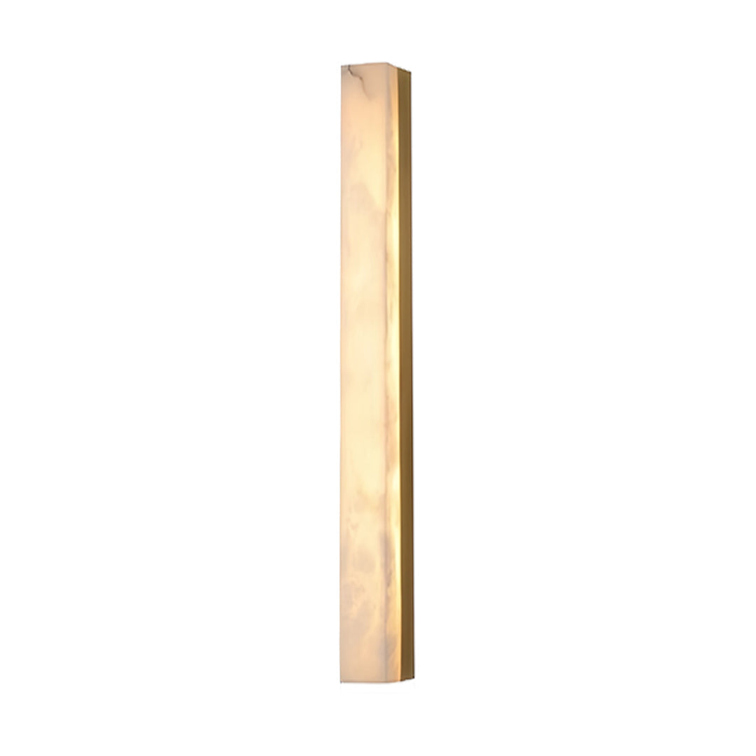 Hammered Copper Linear Wall Sconce with Marble Shade – Modern Minimalist LED Lighting