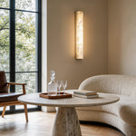 Hammered Copper Linear Wall Sconce with Marble Shade – Modern Minimalist LED Lighting