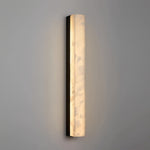 Hammered Copper Linear Wall Sconce with Marble Shade – Modern Minimalist LED Lighting