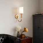 Copper Fabric Wall Sconce – American Style Bedroom Lighting