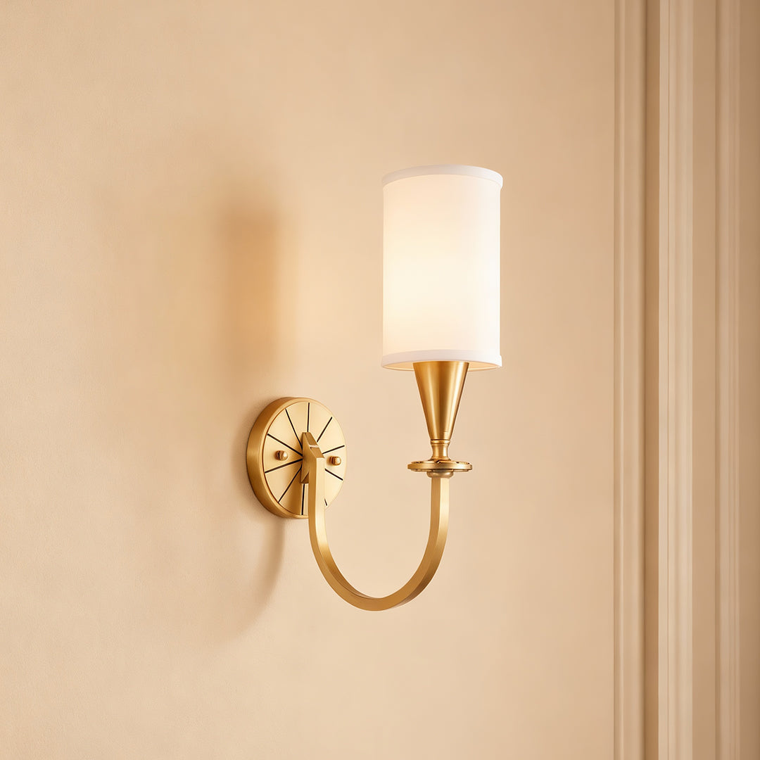 Copper Fabric Wall Sconce – American Style Bedroom Lighting