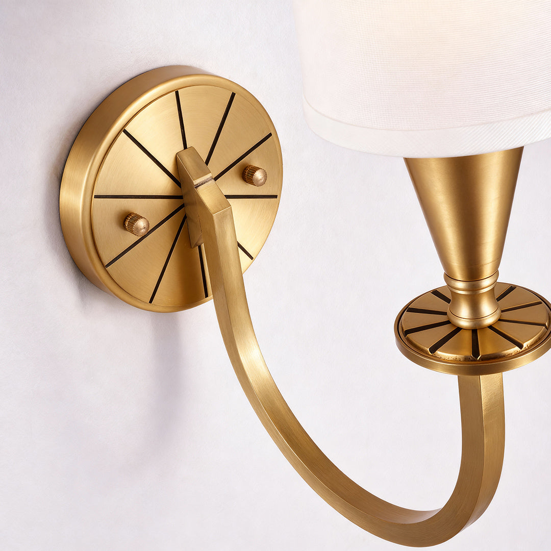 Copper Fabric Wall Sconce – American Style Bedroom Lighting