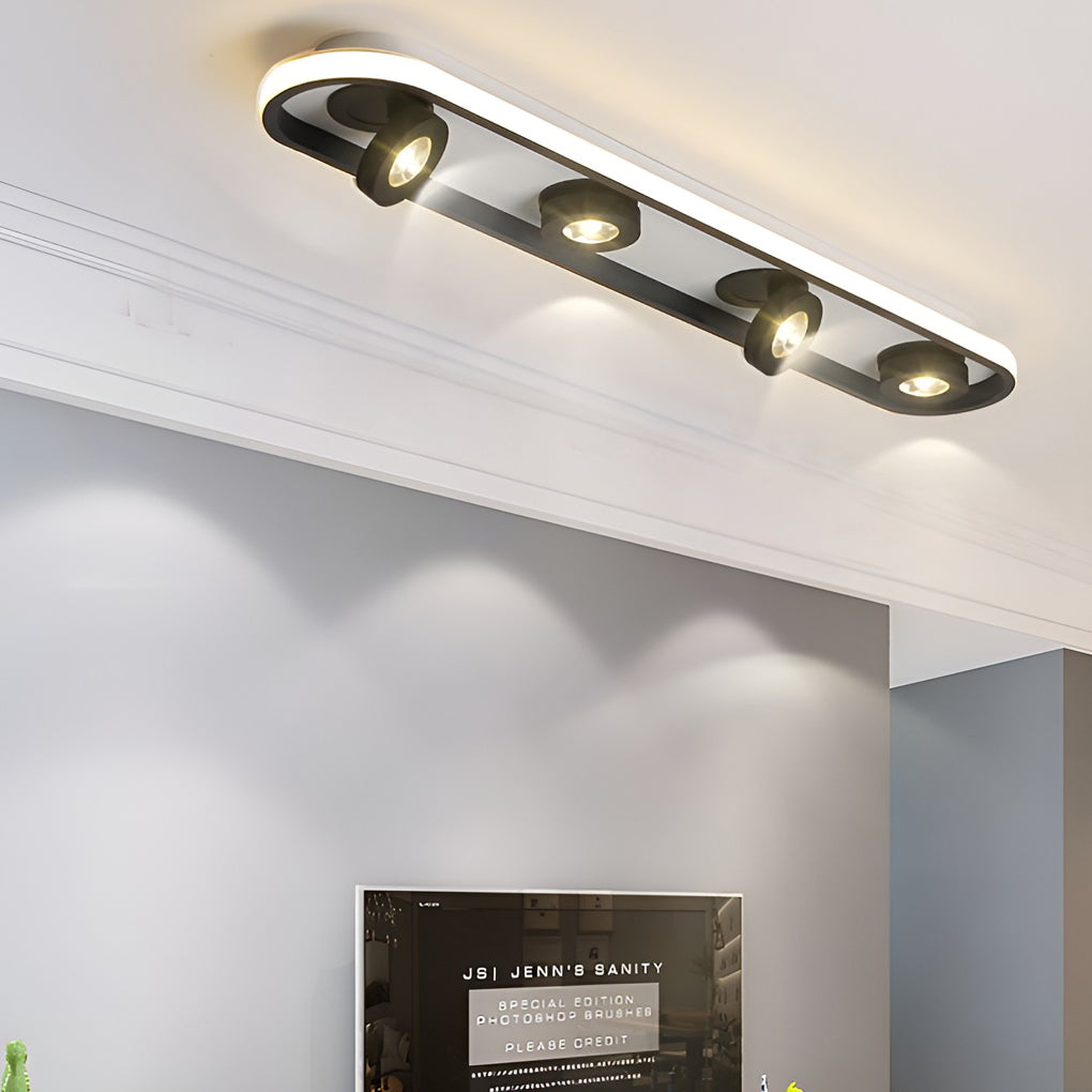 Modern Corridor Ceiling Light with Adjustable LED Heads in Black or White