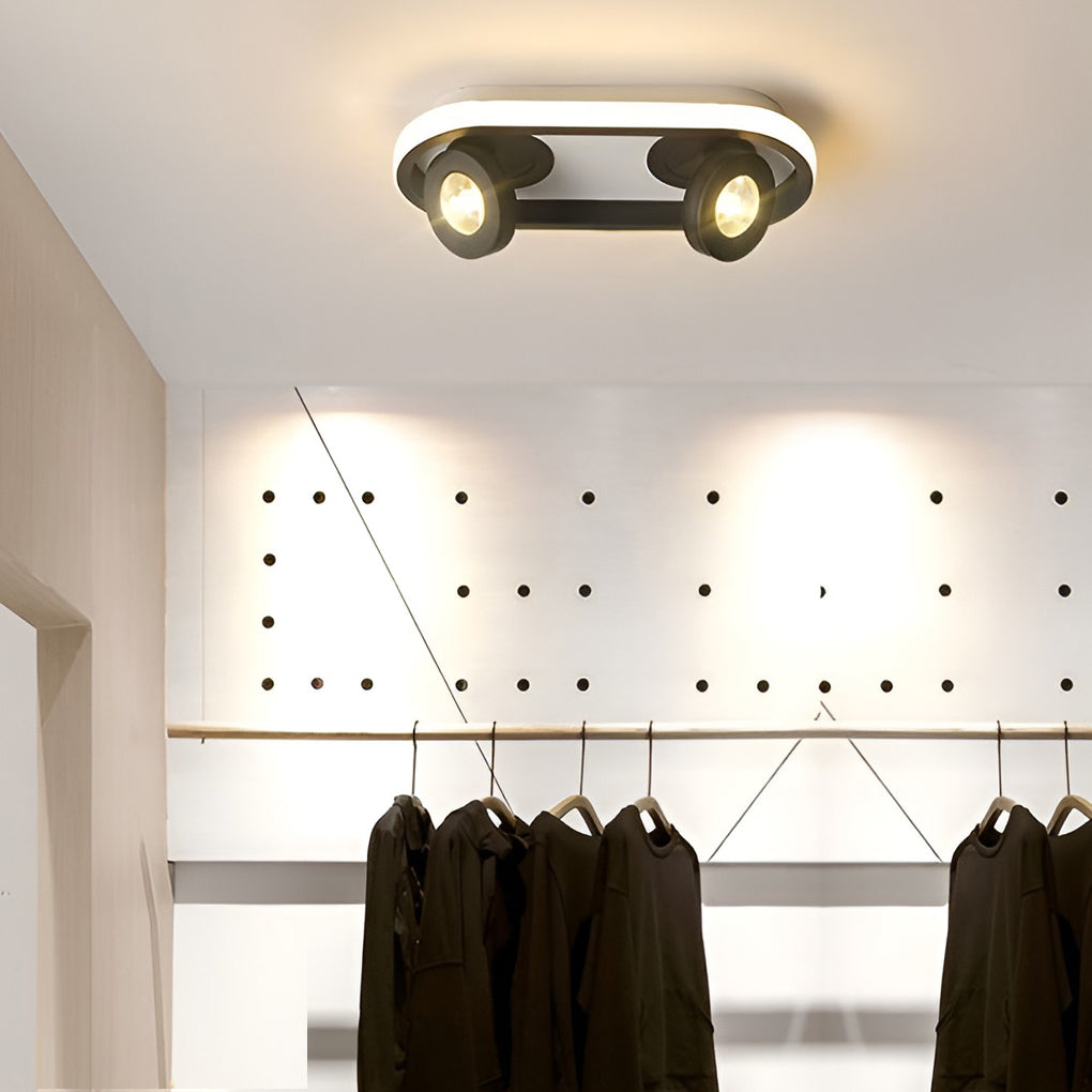 Modern Corridor Ceiling Light with Adjustable LED Heads in Black or White