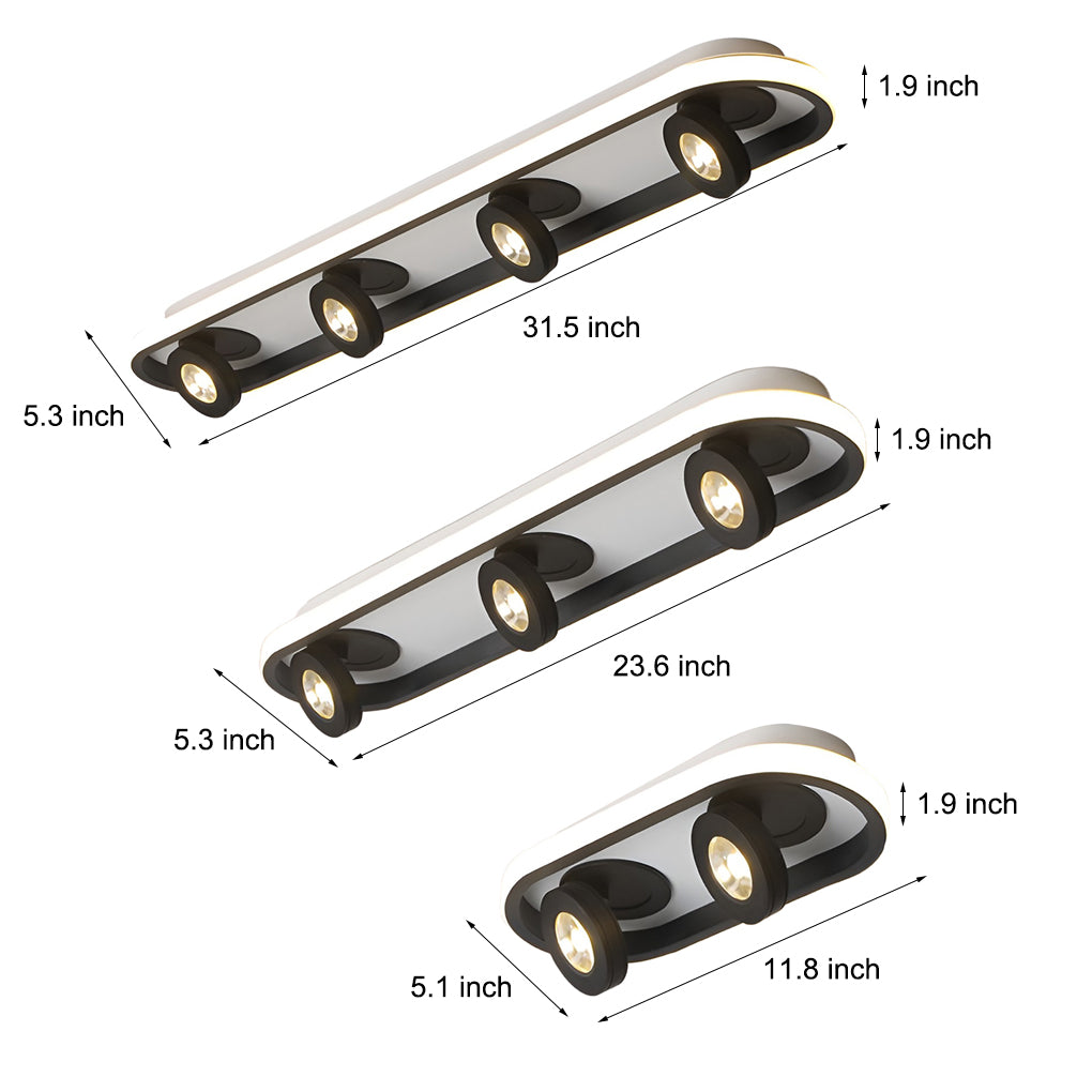 Modern Corridor Ceiling Light with Adjustable LED Heads in Black or White