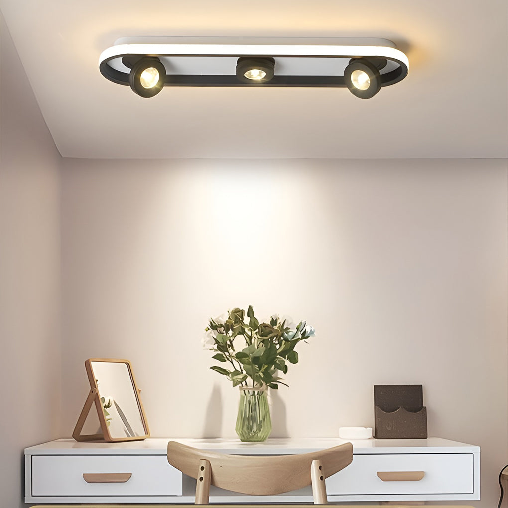 Modern Corridor Ceiling Light with Adjustable LED Heads in Black or White