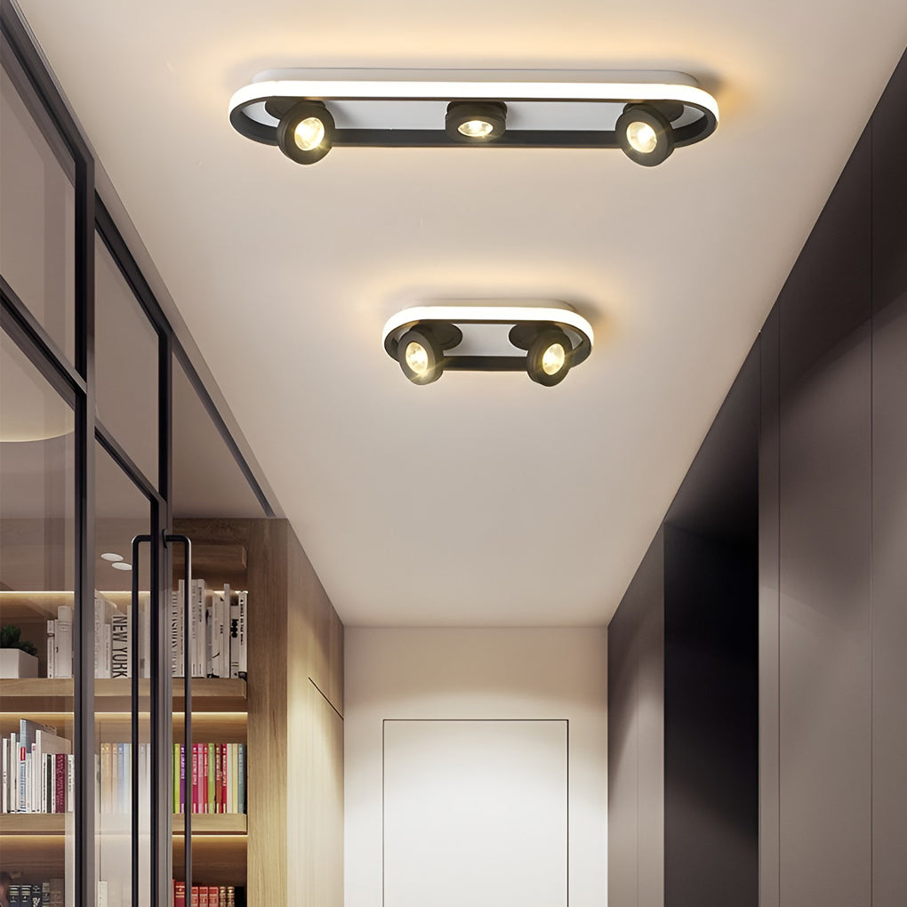 Modern Corridor Ceiling Light with Adjustable LED Heads in Black or White