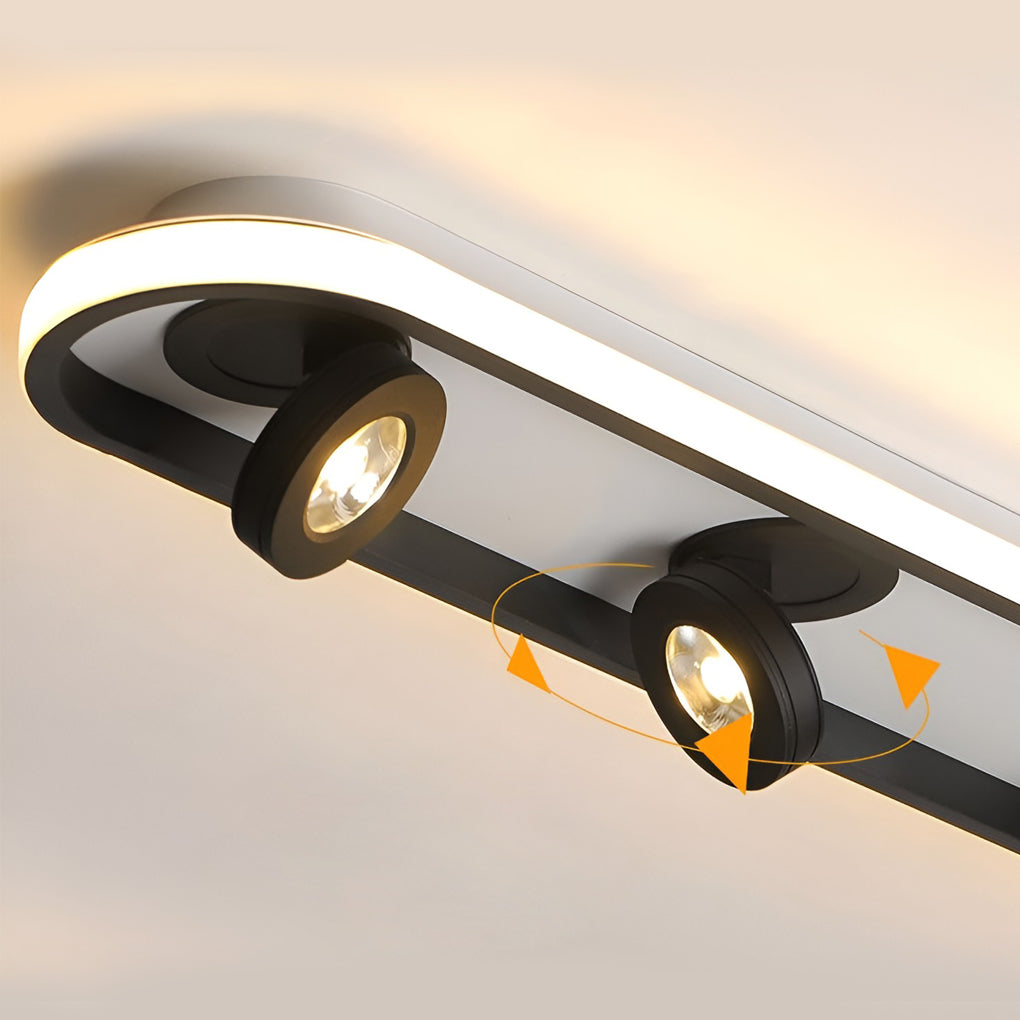 Modern Corridor Ceiling Light with Adjustable LED Heads in Black or White