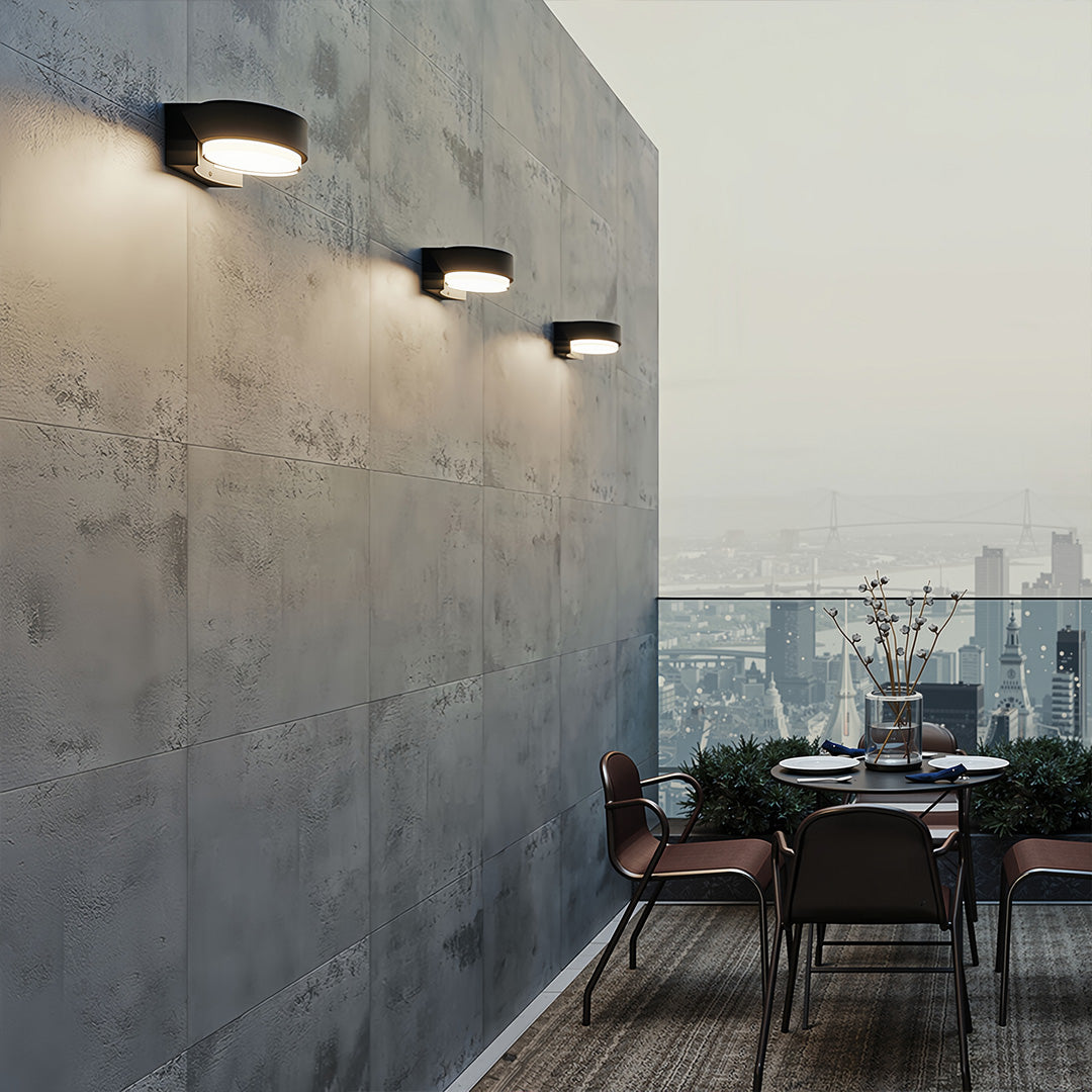 Outdoor Wall Sconce in Black Stainless Steel with Warm LED Light