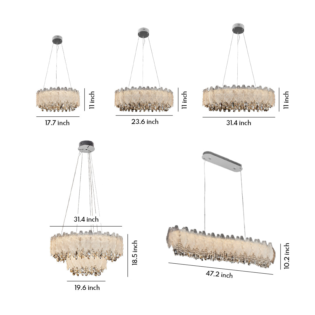 Champagne Gold Crystal Chandelier with Adjustable Chain, French Palace Style Ceiling Light