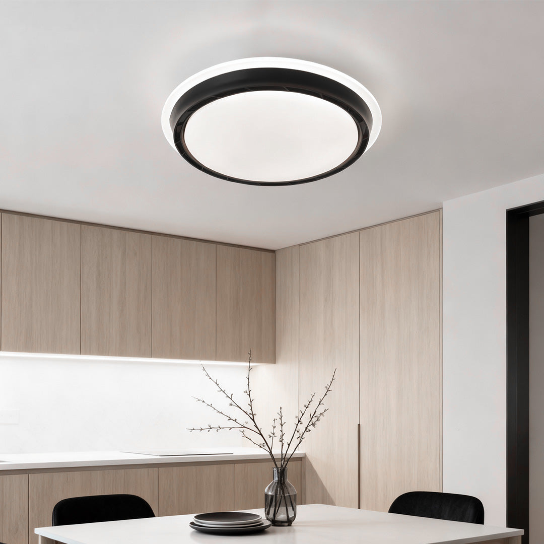 French Retro Ceiling Light with Hidden Fan, Dimmable LED Flush Mount