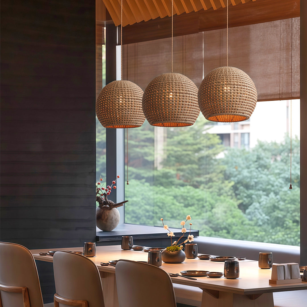 Raffia Zen Pendant Light – Handcrafted Japanese Paper Shade