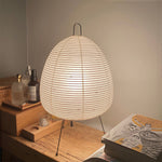 Wabi-Sabi Rice Paper Table Lamp with Aluminum Frame, Minimalist Japanese Design for Bedroom & Study
