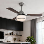 European Retro Ceiling Fan with Fabric Shade and LED Light