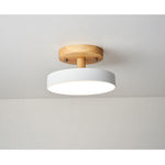 Halo Drum Flush Mount Ceiling Light in Wood and Metal