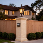 Retro Outdoor Pillar Light with Clear Glass Shade in Coffee Finish