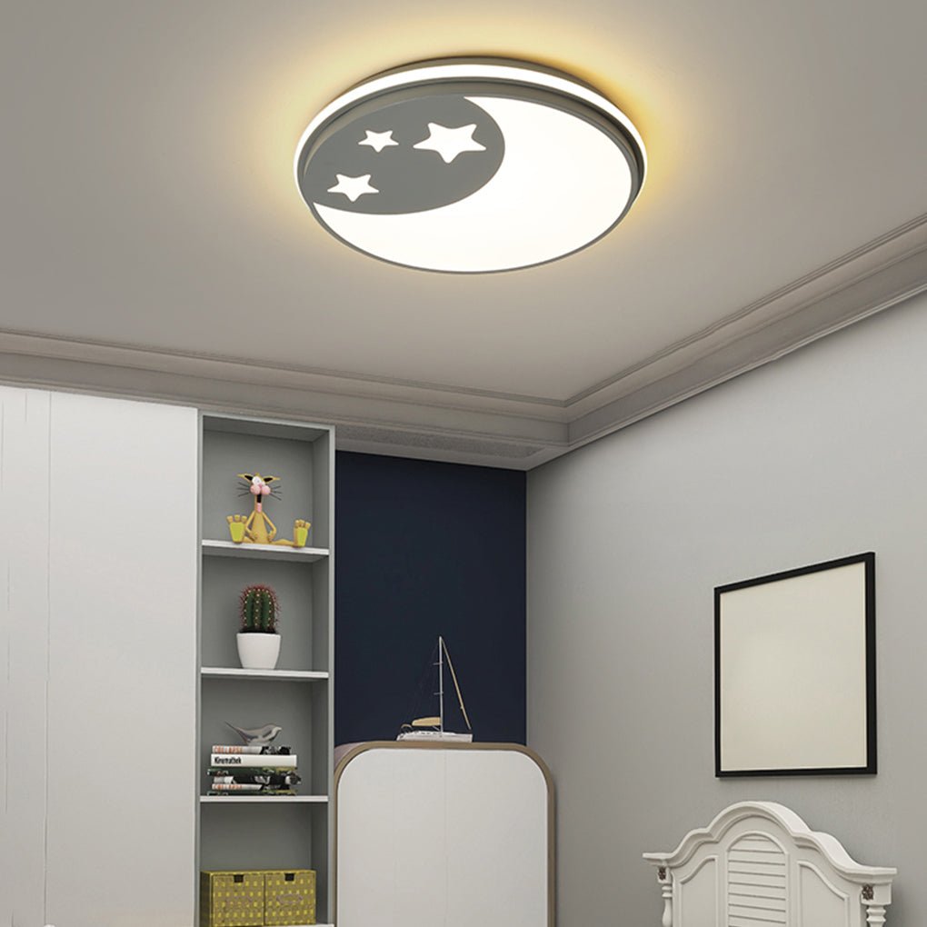 Creative Circular Cartoon Pattern Led Ceiling Lamp For Childrens Room