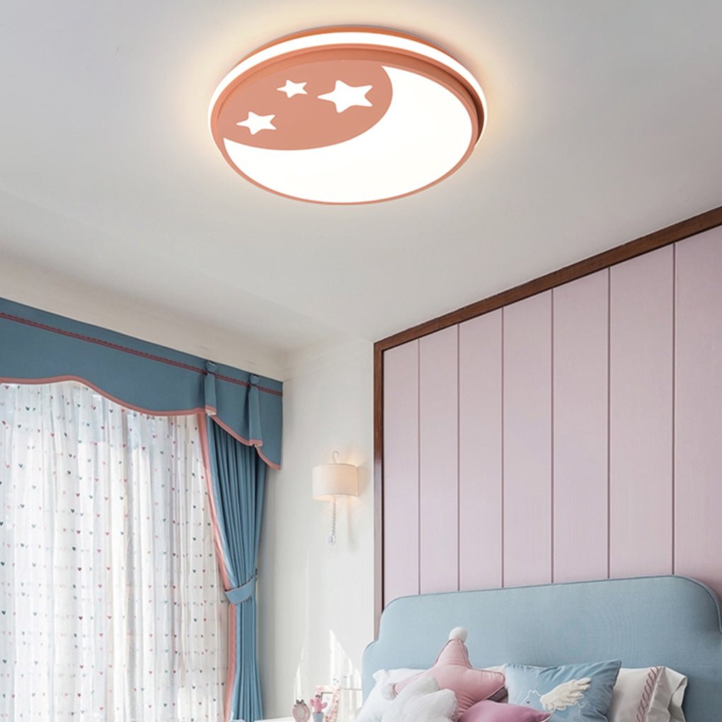 Creative Circular Cartoon Pattern Led Ceiling Lamp For Childrens Room