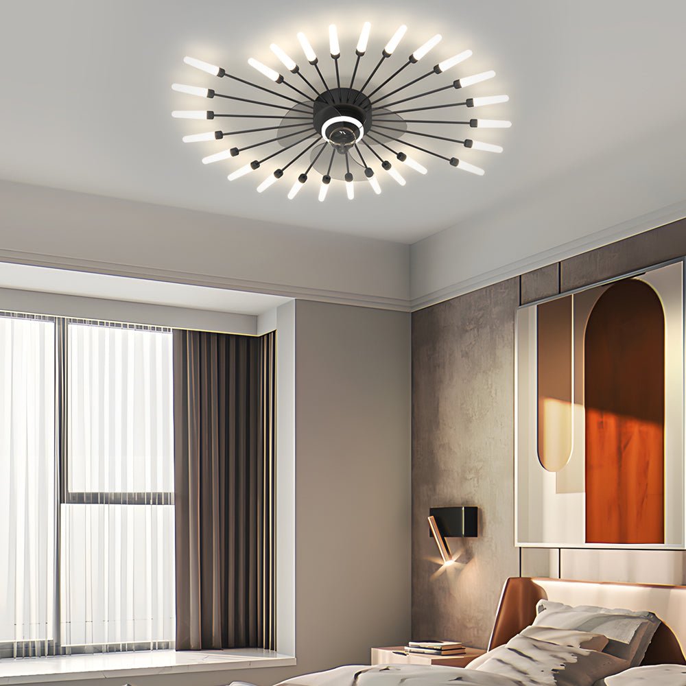 Modern Nordic Ceiling Fan with Dimmable LED Light, Gold or Black Finish