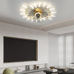 Modern Nordic Ceiling Fan with Dimmable LED Light, Gold or Black Finish